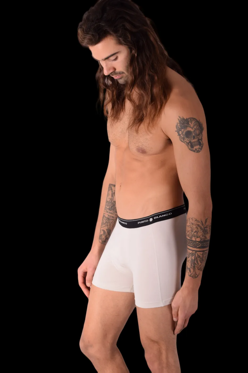 Small PUNTO BLANCO Cotton Stretch Boxer Basix White 53129 TAB 2