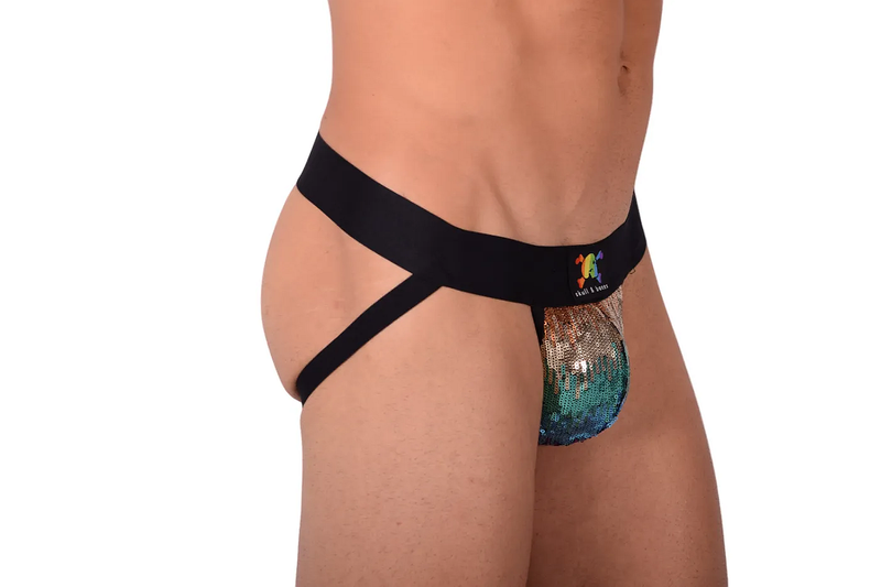 Small Jockstrap SKULL & BONES Shiny Sparkling Rainbow Jock 9