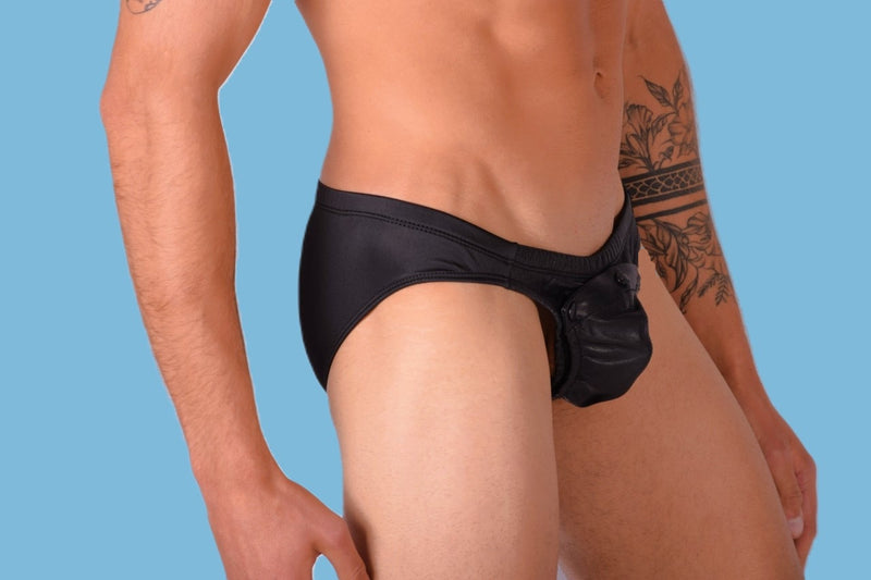SMU Rave Peekaboo Removable Leather Pouch Brief Black H4