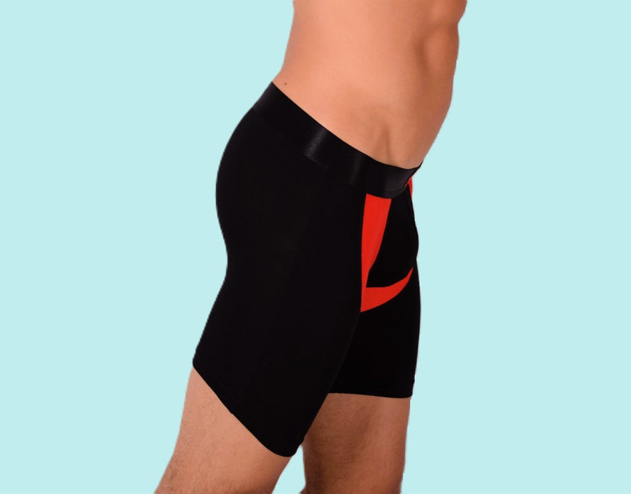 SMU Sports Underwear Long Boxer Black & Red 87655 MX12