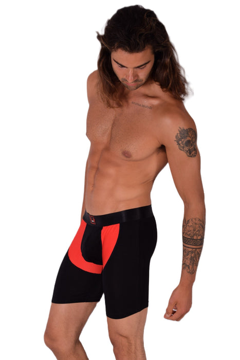 SMU Sports Underwear Long Boxer Black & Red 87655 MX12