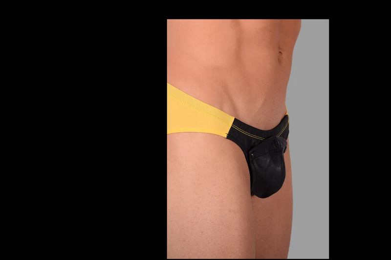SMU Rave Peekaboo Removable Leather Pouch Brief Yellow H3BLK