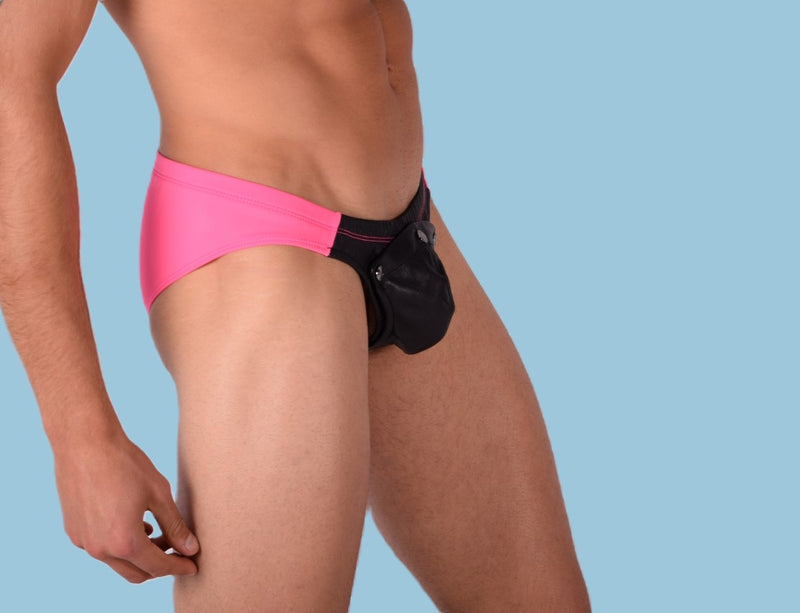 SMU Rave Peekaboo Removable Leather Pouch Brief Pink H1
