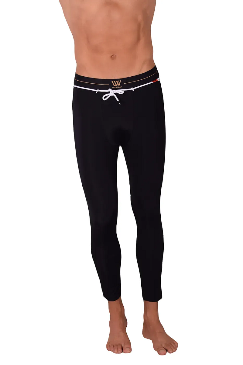 LVW AMSTERDAM Gold Legging Smooth Zippered Sports Leggings Black 18