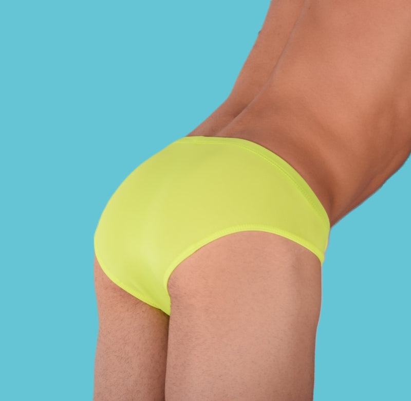 SMU Briefs Rave Peekaboo Removable Leather Pouch Brief Neon Lime H5