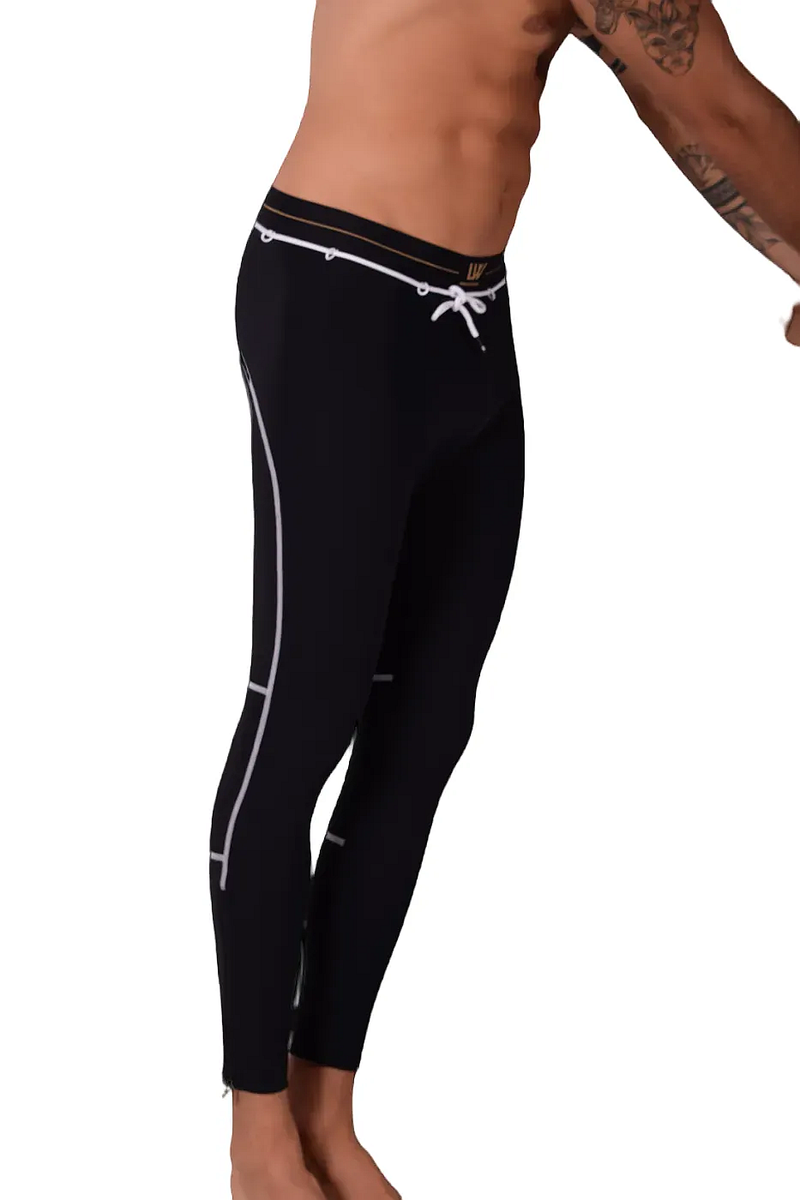 LVW AMSTERDAM Gold Legging Smooth Zippered Sports Leggings Black 18