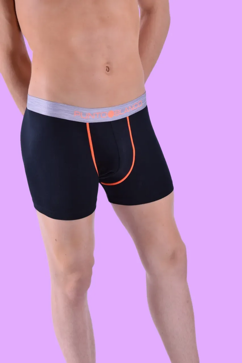 Punto Blanco Boxer Seeking Cotton Long Comfy Boxers Black-Orange 3458 27