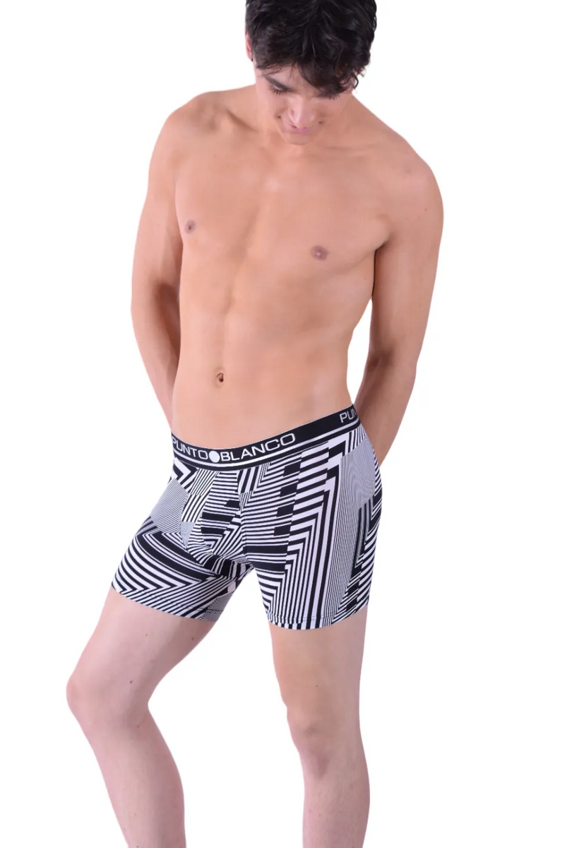 Punto Blanco Boxer Lycra Comfort Long Boxers Black And White Zebra 3315 2