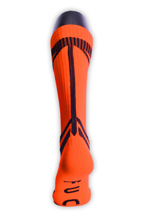 BREEDWELL Knee Socks HYBRED Bold Lined Angled Sock Neon Orange 29