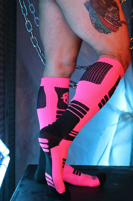 BREEDWELL Hypnotix Socks Knee-High Nylon Long Socks Neon Pink