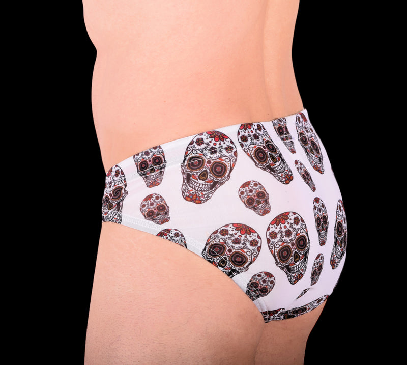 XS SMU Briefs Rave SKULLS Peekaboo Removable Leather Pouch H2