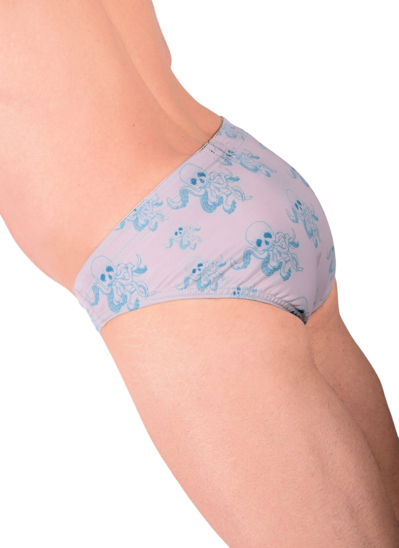 XS SMU Briefs Octopuss SKULLS Peekaboo Removable Leather Pouch H2