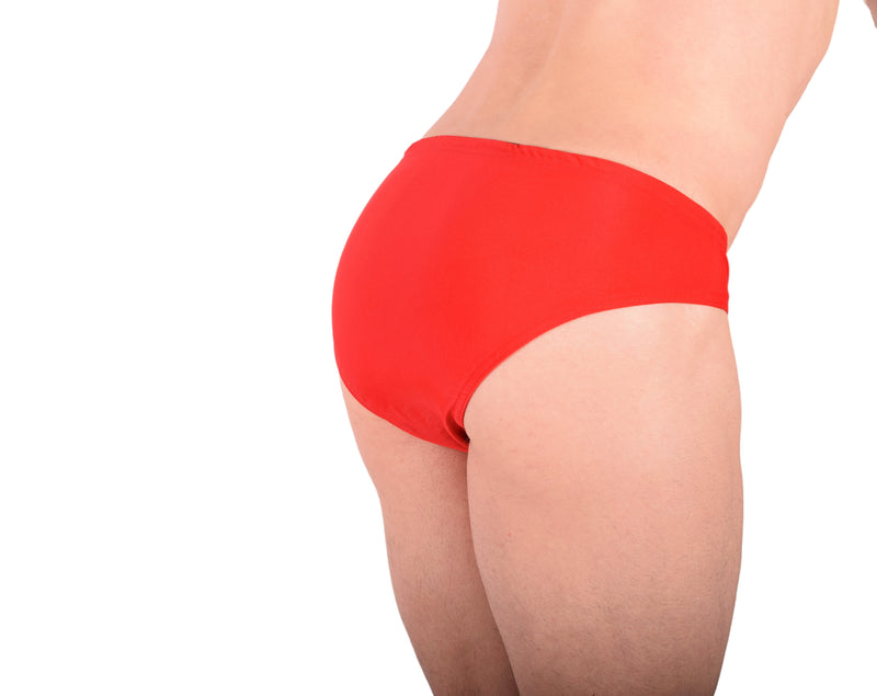 SMALL SMU Rave Peekaboo Removable Leather Pouch Brief Red H6