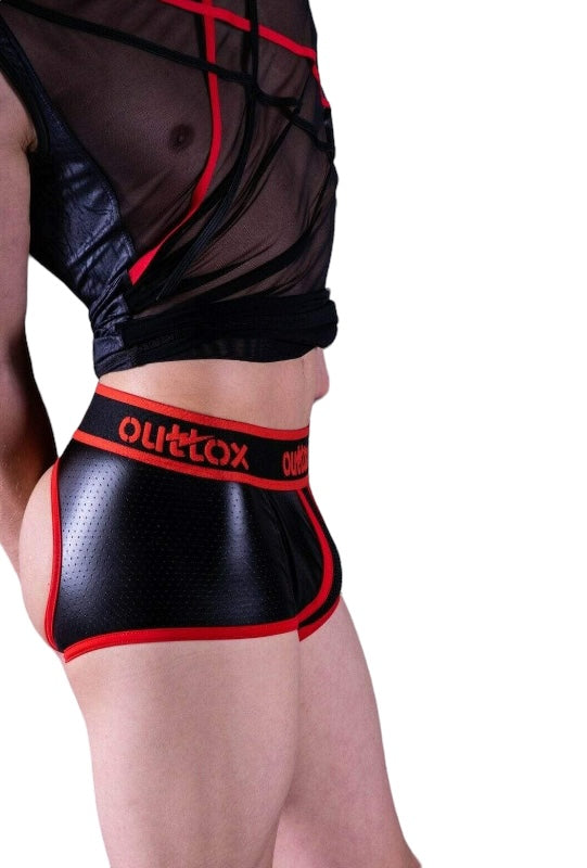 Outtox By Maskulo Open Back-Rear Boxer Trunks Red TR140-10 7