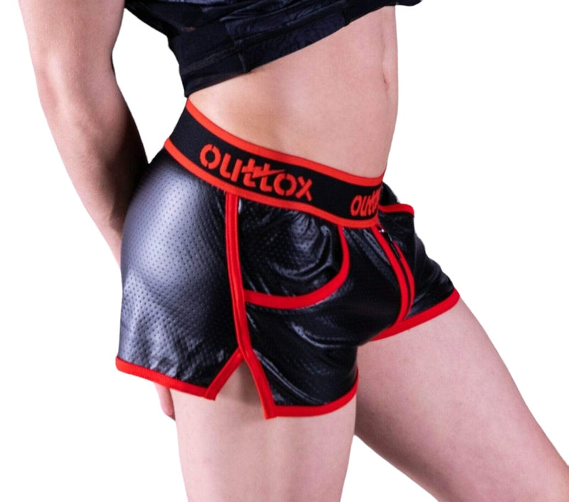 OUTTOX By Maskulo Short Full-Zipper Shorts Leather Look Red SH140-10 4
