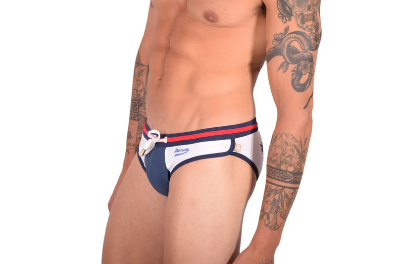 Marcuse Dragon Swim Brief White Blue 06816 2