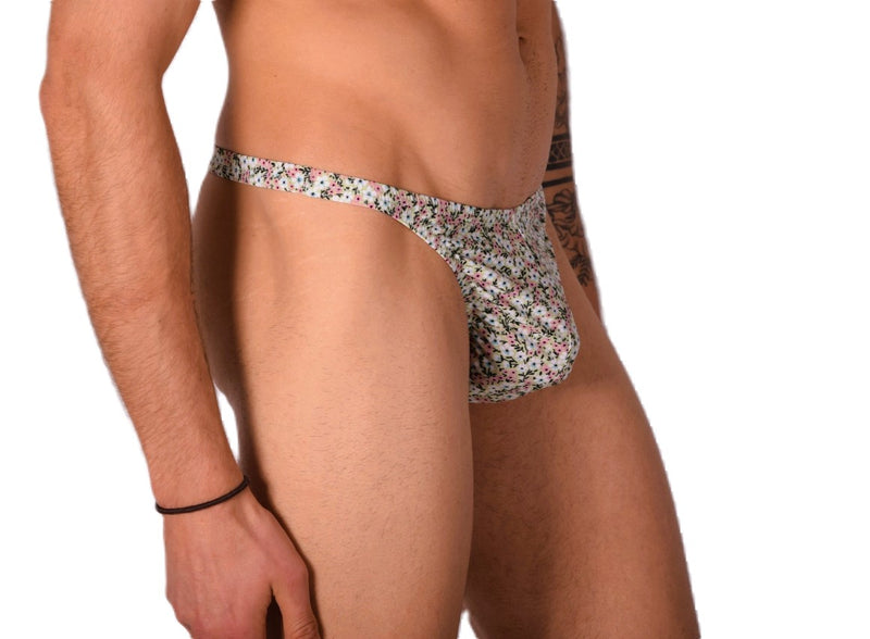 S/M SMU Underwear Thong Olive flowers 33335 MX11