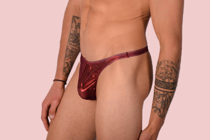 S/M SMU Mens Underwear Thong Sheer Red 33338 MX11