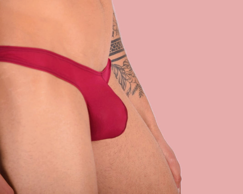 XS/S SMU Mens Underwear Sheer Thong Burgundy 33362 MX11
