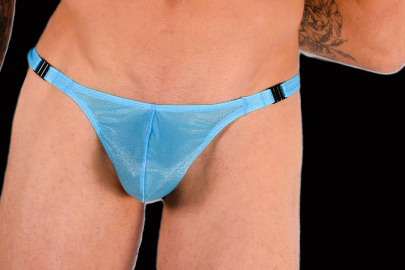 XS/S SMU Mens Detachable Shiny turquoise thong 33385 MX11