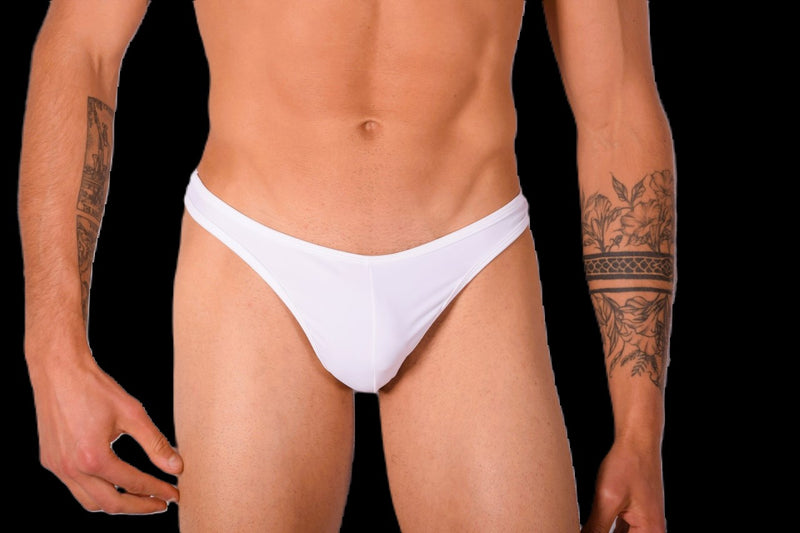 XS/S SMU Mens Swim Tan Thong White 33402 MX11