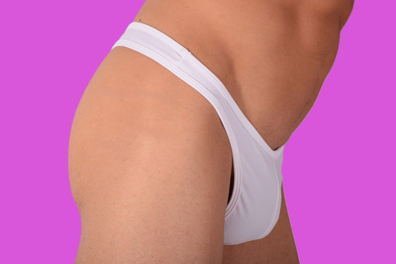 XS/S SMU Mens Swim Tan Thong White 33402 MX11