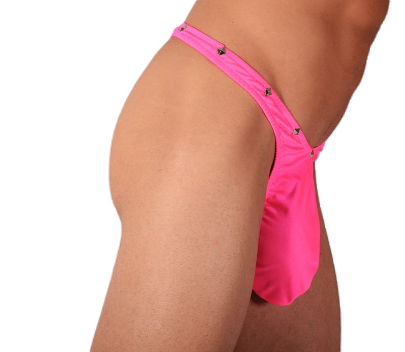 S/M SMU Mens Swim Big Bulge Pink Thong 33403 MX11