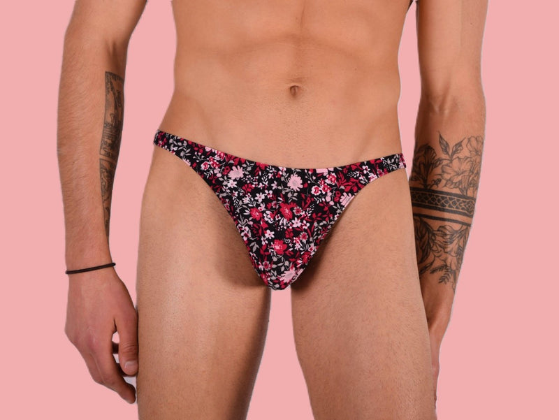 XS/S SMU Mens Flash Thong Flower Print 33457 MX11