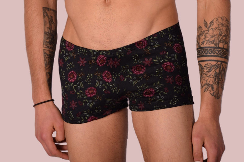 XS/S SMU Mens Hipster Underwear Black Roses 43111 MX12