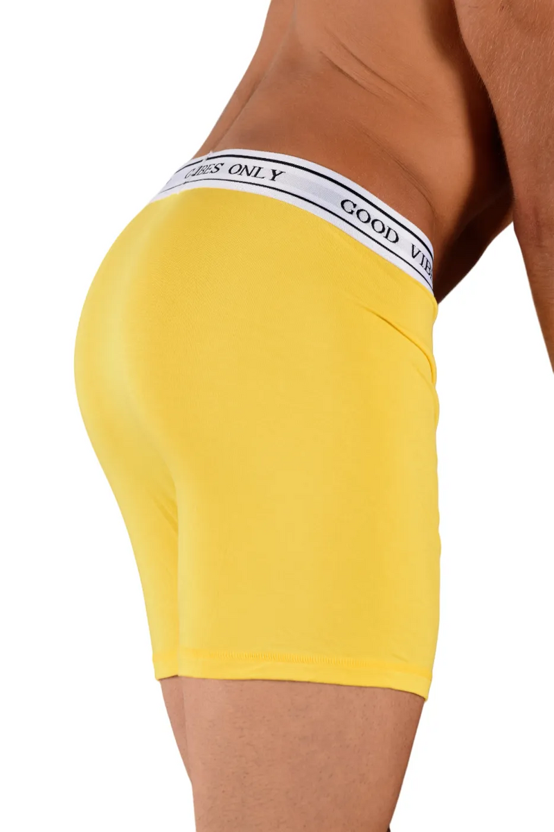 POP Underwear Bamboo Boxer Long Hypoallergenic " GOOD VIBES ONLY " Yellow 1