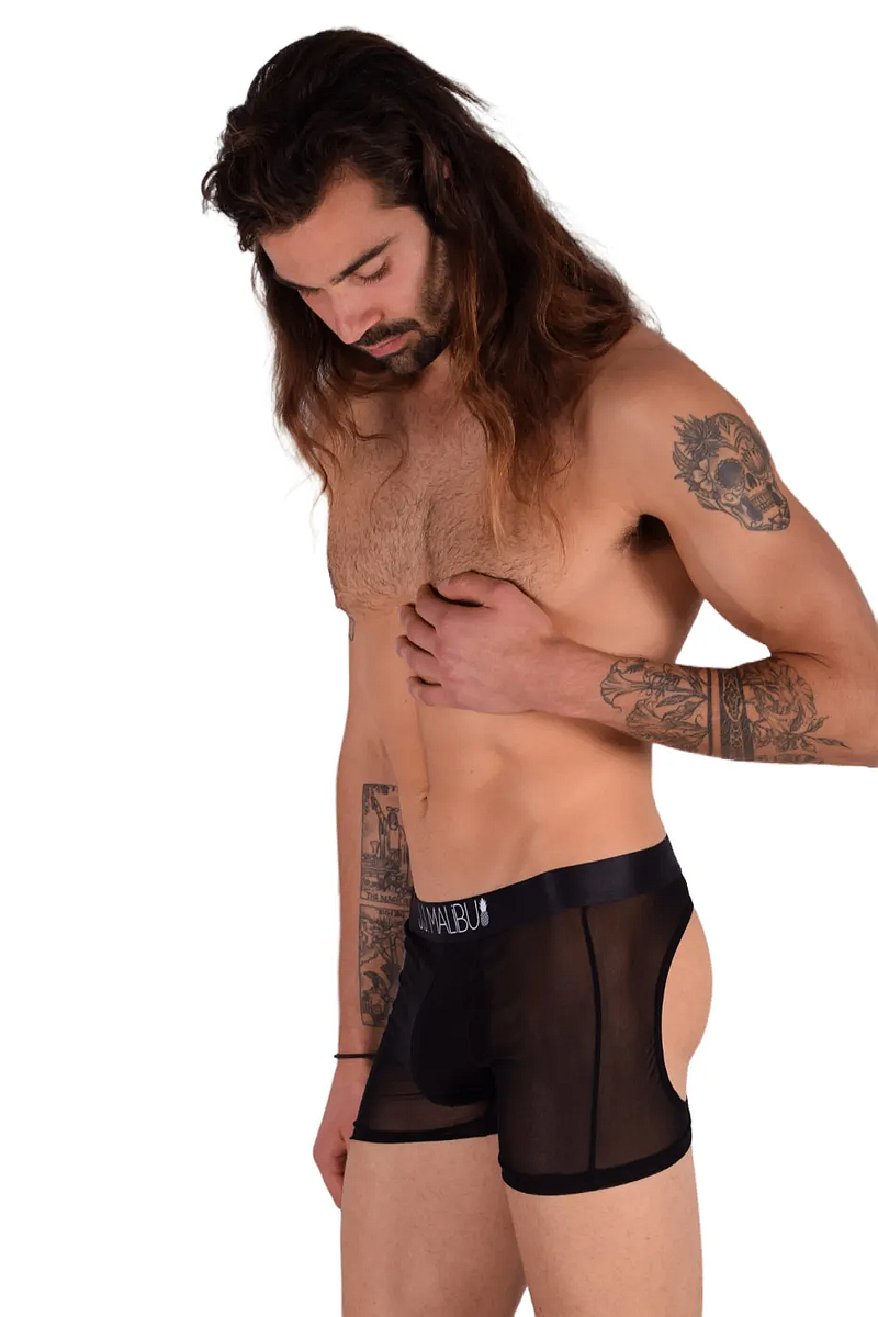 LARGE JJ MALIBU Sheer Opened Back Boxer Briefs Backless 2