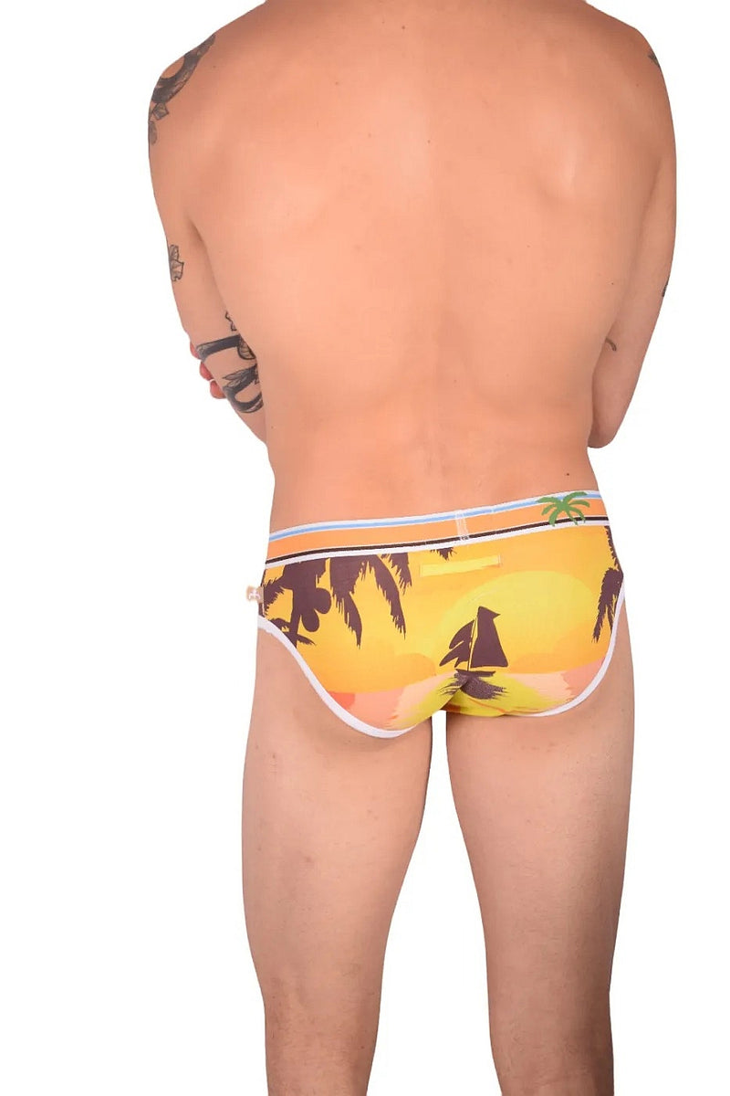 Marcuse Brief Ibiza Sunset Classic Elastic Band Fashion Slip Yellow 5415 4