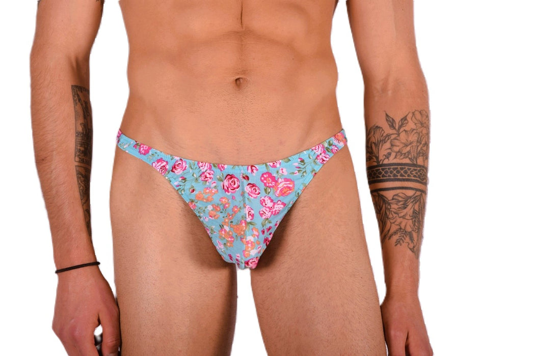 XS/S SMU Super Soft Aqua flower Print Thong 100654 MX9