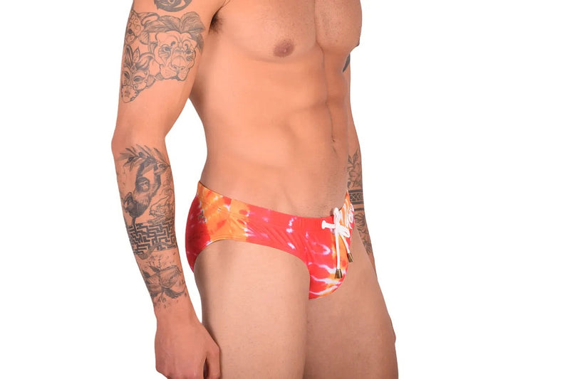 Marcuse Paradise Swim Briefs Orange Tie Dye 1