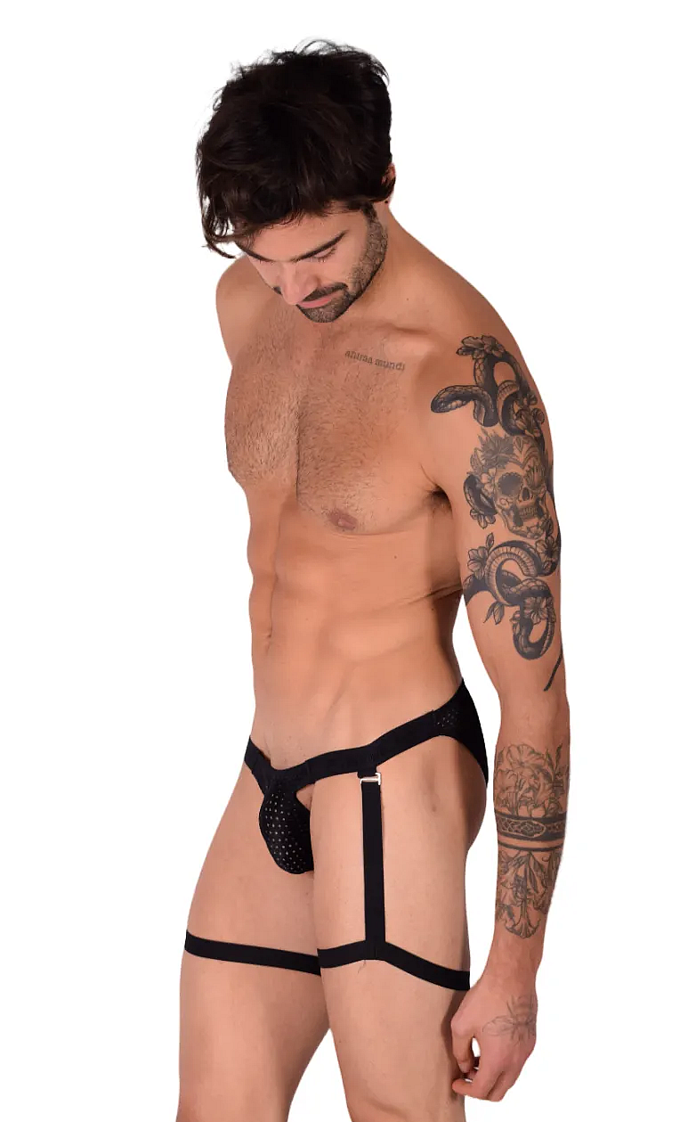 PIKANTE Seductive Brief With Extra Straps Silky Stretchy Briefs Black 0499 1