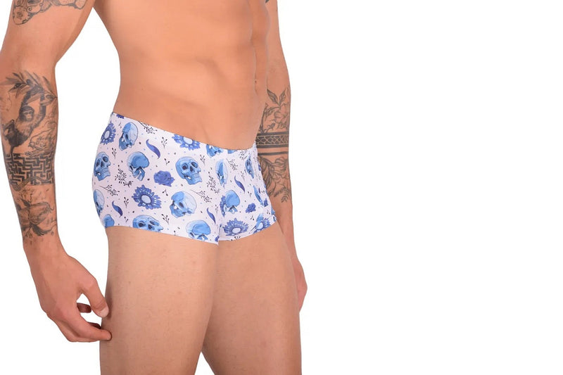 SMU Skulls Mini Boxer Brief Sporty Cut White P01005 H42
