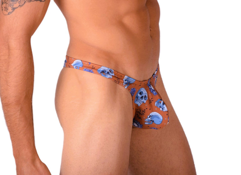 SMU Printed Skull Tanning Thongs Copper P01004 H29