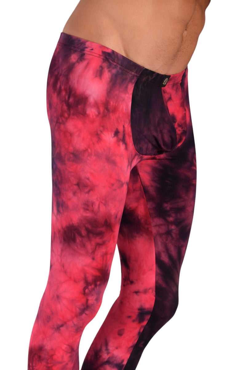 SMU Mens Legging Tight Fit Red Artistic Printed S/M 12563 MX8