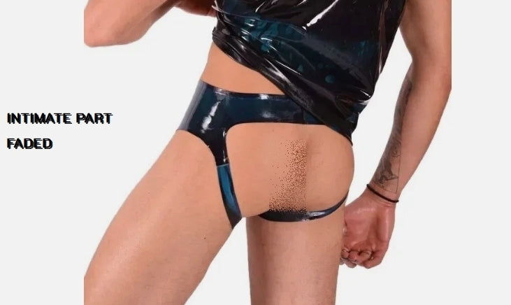 Large Polymorphe Latex Kit Jockstrap And Tank Top Rubber Suit Peacock 8