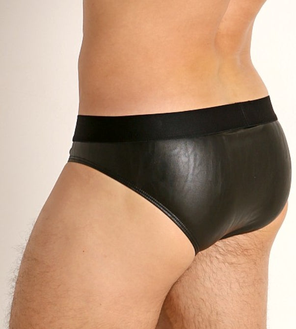 TOF PARIS Faux-Leather Briefs Stretch MicroFibre Black/Black 58