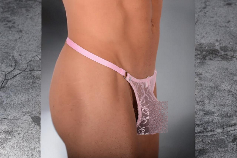 SMU G-String Teeser Fine Lace See-Through Thong Pink 20014 20