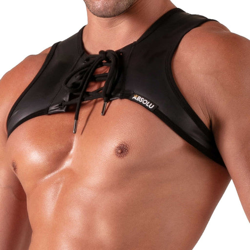 Absolu Male By TOF PARIS Bond*ge Crop - Harness Adjustable Front Lacing Black 41