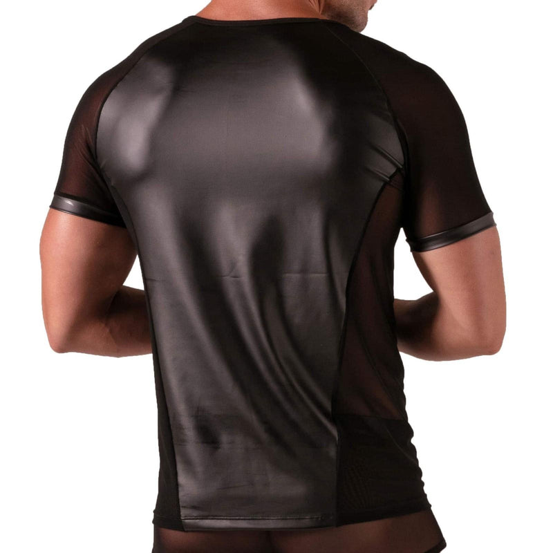 Absolu Male By TOF PARIS Rebel Mesh T-Shirt Crew - Neck Leather Look 14