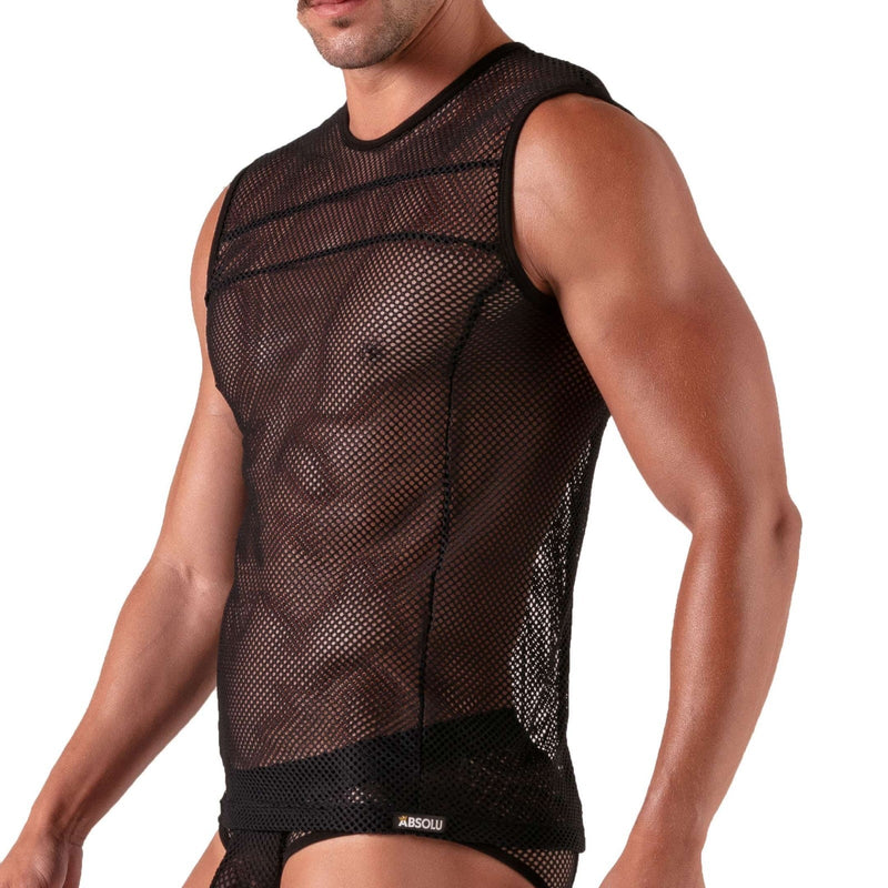 Absolu Male By TOF PARIS Seduction Mesh Tank Top Structured Fitted Cut 11