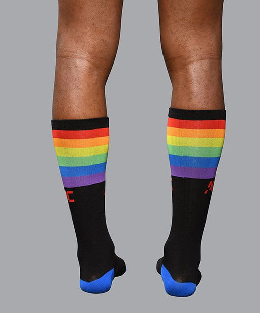 Andrew Christian Gay Pride Stripe Long Socks Multi - Colors One Size 8565 302