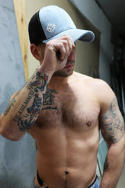 BREEDWELL Cap Loaded Denim Trucker Hat Cooler Mesh in Light Stonewall Wash1