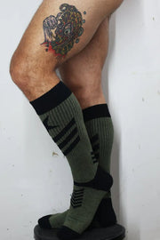BREEDWELL Cockpit Sock With Soft Yarn Fabric Long Socks in Army Green 533