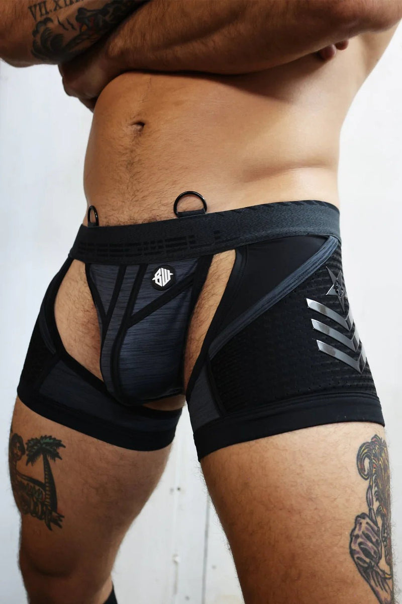 BREEDWELL Cockpit Stretchy Backless Boxer Chock Jock - Chaps Trio in Black 261