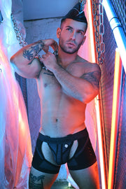 BREEDWELL Cockpit Stretchy Backless Boxer Chock Jock - Chaps Trio in Black 264