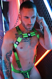 BREEDWELL Futura Body Harness Chevron Jacquard Removable Side Neon Green6